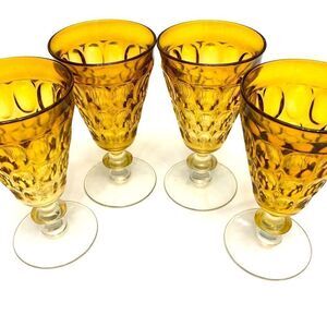 Set of 4 Yellow Wine Glasses
